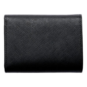 Prada Saffiano Leather Black Hibiscus Multicolor Trifold Coin Zipper Card Snap